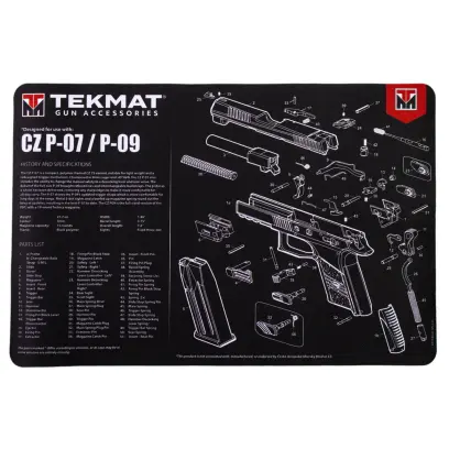The mat by TekMat for cleaning and maintaining guns printed with the CZ P07/P09 model. These 17&quot; TekMat mats are large enough to fit a fully disassembled pistol with room left over for tools and accessories.