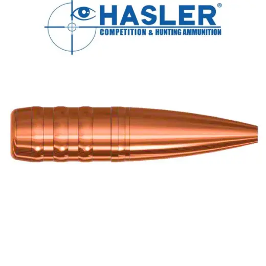 Monolitishe Jagdgeschosse Hasler Hunting 6 mm, Durchmesser .243, Gewicht 80grs (5,2g). Das Fragmentierungsprojektil beginnt sich beim Aufprall zu zersetzen und verursacht einen starken Stoppeffekt. Hasler H680