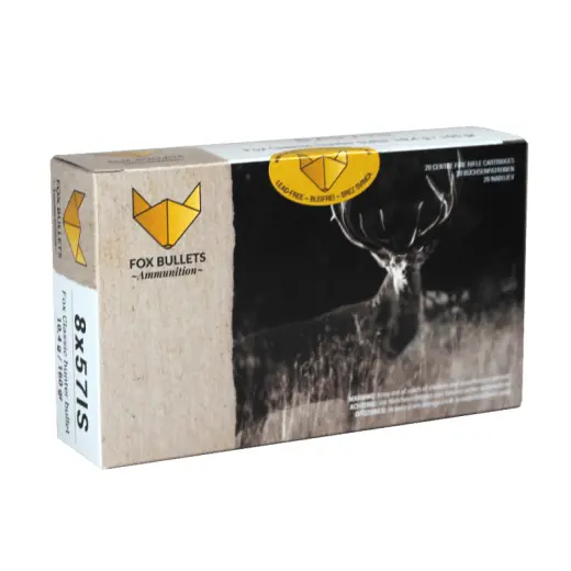 Lovecké náboje bez olova 8mm Mauser 10,4 g / 160 gr s monolitickou střelou FOX Classic Hunter.
