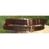 Luxury leather belt with stainless steel buckle - width 3 cm, brown, 140 cm