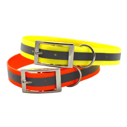 Klasický obojek s reflexním proužkem z odolného a lehce omyvatelného materiálu BIOTHANE.