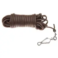 Barvářská šňůra s karabinou - oválná kůže 6 mm, hnědá, 8 metrů