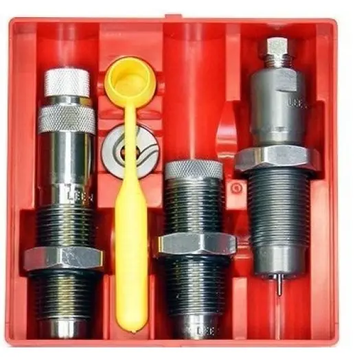 LEE .220 Swift PaceSetter 3-Die Set includes a Full Length Sizing Die, Bullet Seating Die, Factory Crimp Die, Shell Holder, Powder Dipper. Thread 7/8&quot;-14.