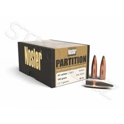 Střela Nosler Partition .30 cal, dia .308, 180grs (11,7g). SKU: 16331