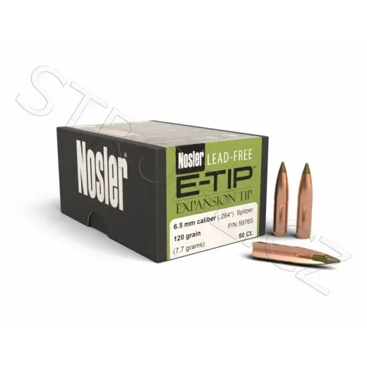 Bezolovnatá monolitická střela Nosler Expansion Tip (E-Tip) 6,5mm, dia .264, 120grs (7,7g). SKU: 59765