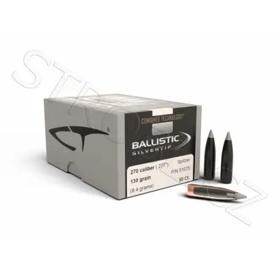 Geschosse Nosler Ballistic Silvertip .270 cal, dia .277, 130grs (8,4g). SKU: 51075