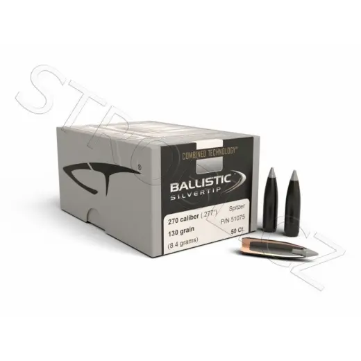 Geschosse Nosler Ballistic Silvertip .270 cal, dia .277, 130grs (8,4g). SKU: 51075