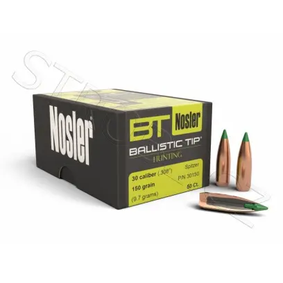 Střela Nosler Ballistic Tip Hunting .30 cal, dia .308, 150grs (9,7g). SKU: 30150