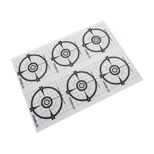 Unique self-adhesive targets for zeroing your scope, designed by STROBL.CZ. Dimensions 95x105mm, price for a pack of 6.