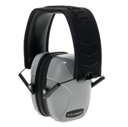 Lightweight passive earmuffs with 24 dB noise reduction. Low-profile design allows proper cheek weld, while soft cushions and a padded headband ensure comfort. Compact folding construction.