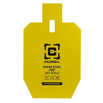 AR500 33% IPSC Steel Target Caldwell Caldwell, easy-to-see, steel target. Dimensions: 10" x 6.1" cm. Weight: 5.3 lbs.
