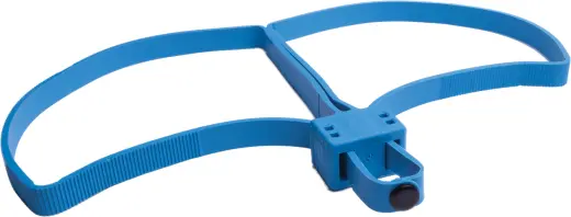 UZI Flex Cuff - blue This single-use foldable double-restraint cuff allows for better control and is more humane and hygienically safer than standard metal cuffs. Blue color. Made of flexible and durable polymer.