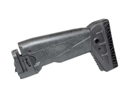 La crosse télescopique pliante pour le CZ BREN 2 offre quatre réglages de longueur (23-30 cm), un support pour un émerillon de bretelle QD et une plaque de couche en caoutchouc antidérapante qui absorbe le recul de l'arme.