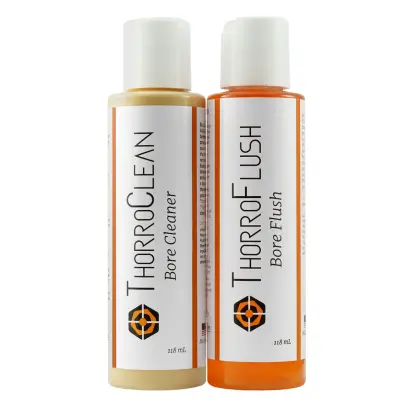 ThorroClean Bore Cleaning System to wysokiej jakości produkt czyszczący zaprojektowany, aby zapewnić strzelcom szybkie i dokładne czyszczenie lufy karabinów i pistoletów. Pojemność: 2x 118 ml.