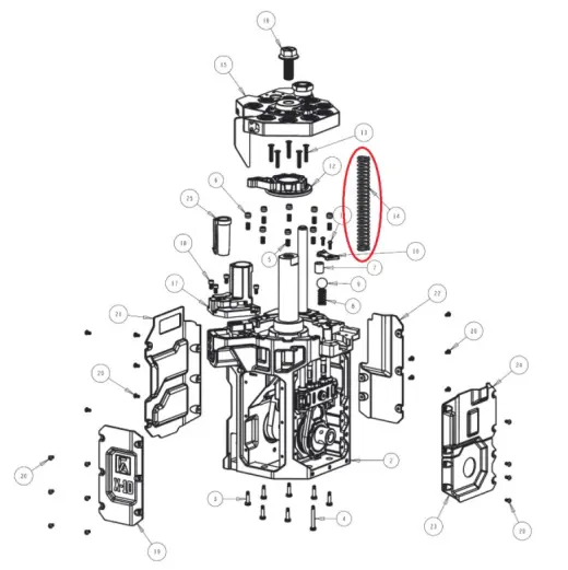 Return Spring (#1147713). Originalersatzteil Nr. 14 für Frankford Arsenal X-10 progressive Wiederladepresse.