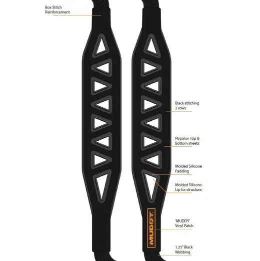 MUDDY NIMBUS ULTRA-LIGHT SLING – Black Ultralehký ergonomicky tvarovaný řemen MUDDY NIMBUS ULTRA-LIGHT s nastavitelnou délkou, prodlouženým palcovým očkem a rychloupínací montáží QD. Šíře 3,2 cm. Černá barva.