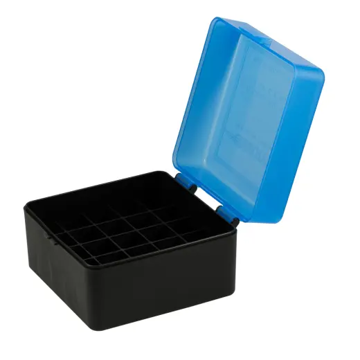 Schrotpatronenbox für Kaliber 12 (25 Schuss) – 12GA 3" Robuste Kunststoffbox von Berry’s für 25 Schrotpatronen im Kaliber 12. Ideal für Transport und Aufbewahrung von Munition. Stapelbar mit durchsichtigem Klappdeckel zur einfachen Sichtprüfung.