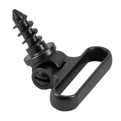 Girella in acciaio di alta qualità con vite per legno per l'installazione diretta nel calcio. Adatto per brache con larghezza massima di 28 mm.