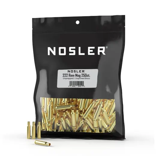 Nosler Bulk Unprimed Brass .222 Remington Magnum for high-volume hand loaders (250 pcs).
