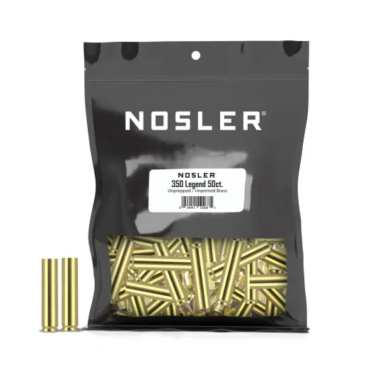 Nábojnice Nosler Bulk Unprepped Brass .350 Legend (50 ks) Nábojnice Nosler Bulk Unprimed Brass ráže .350 Legend pro velkoobjemové ruční přebíjení nábojů, munice, střeliva (50 ks).
