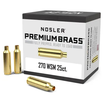 Nábojnice Nosler Premium Brass .270 WSM (25ks) Nábojnice Nosler Premium Brass ráže .270 Winchester Short Magnum pro přebíjení nábojů, munice, střeliva (25ks).