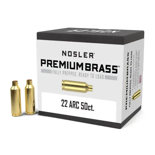Nábojnice Nosler Premium Brass .22 ARC (50ks) Nábojnice Nosler Premium Brass ráže .22 ARC pro přebíjení nábojů, munice, střeliva (50ks).