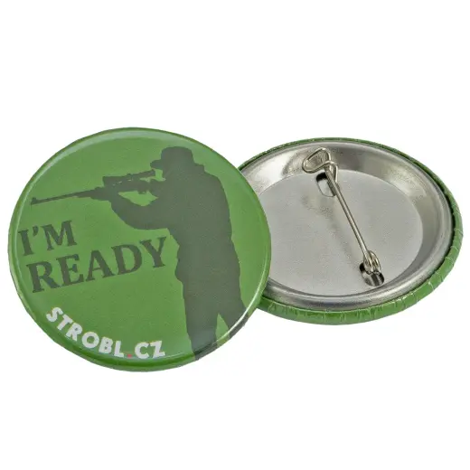 Kézzel készített, laminált kitűző, amely kifejezi a jogszerű fegyvertartók támogatását. Mottó: „I'm ready”. Átmérő: 35 mm.