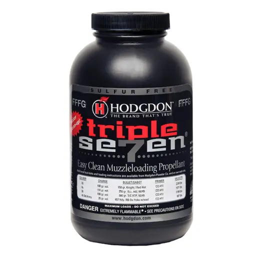 Pistol Gunpowder Hodgdon Triple Seven FFFg – 454 g Granulated powder that cleans up with water only. For reloading pistol and rifle ammunition .45 Cal and smaller. Package 454 g. Pickup only!!!
