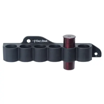 Niskoprofilowy uchwyt na 6 nabojów kal. 12 do strzelb Mossberg 500, 590 i Maverick 88. Szybki dostęp do amunicji. Szybki montaż bez modyfikacji. Wytrzymała aluminiowa podstawa i trwały polimer.