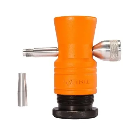 Einstellbarer manueller Pulverdosierer Lyman Lyman Brass Smith Adjustable Powder Trickler – Pulverdosierer mit einstellbarer Höhe und Rohrlänge, antistatischem Aluminiumgehäuse, Stahlbasis und präziser Mengenkontrolle.
