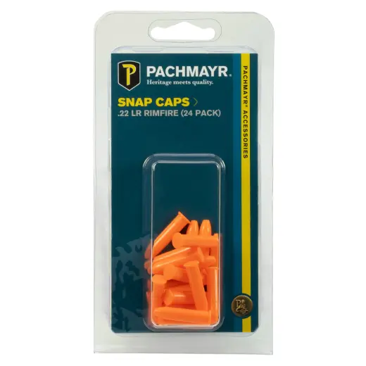 Pachmayr .22 LR Rimfire Snap Caps jsou odolné vybíjecí a cvičné náboje z houževnatého polymeru pro bezpečné suché odpálení (dry fire) bez poškození úderníku a komory. Balení 24 ks.