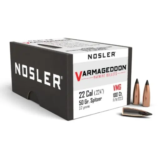 Geschosse Nosler Varmageddon FB Tipped .22 Cal, dia .224, 50grs (3,2g). SKU: 17223