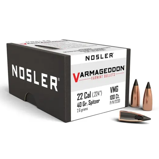 Geschosse Nosler Varmageddon FB Tipped .22 Cal, dia .224, 40grs (2,6g). SKU: 17230