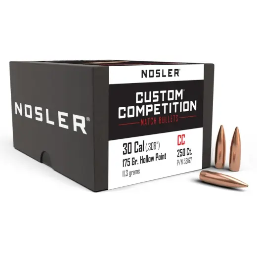Střela Nosler Custom Competition .30 Cal., dia .308, 175grs (11,3g), HPBT. SKU: 53167