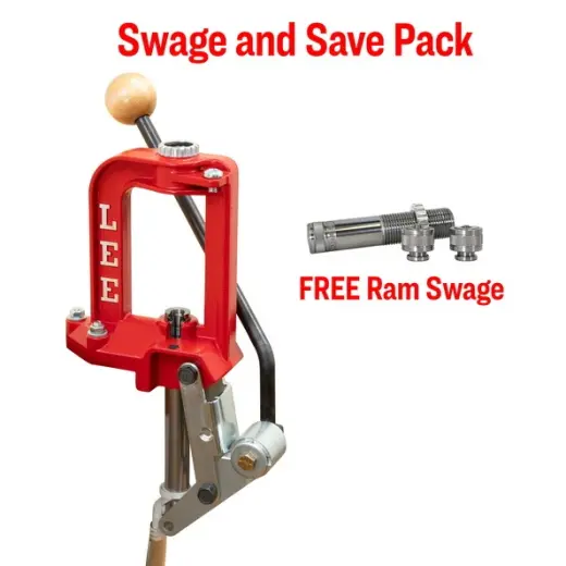 Set zawiera solidną, jednostanowiskową prasę LEE CHALLENGER III typu &quot;O&quot; oraz DARMOWE narzędzie LEE RAM SWAGE do usuwania wojskowego zagniecenia oraz formowania kieszeni spłonki.