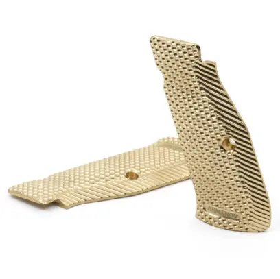 SpidErgo Gen2 Pistol Grips for CZ Shadow 2, SP01, TS and 75 series -  Material:Brass, Color:Polished, Grip Thickness:Large, Grip Length:Short,