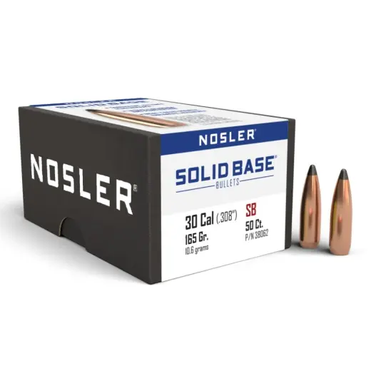 Nosler Solid Base SP lövedék, .30 Cal., átmérő .308, 165gr (10,6 g). SKU: 38062