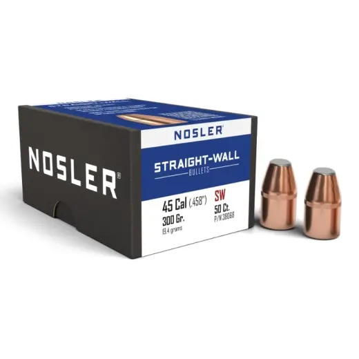 Balle Nosler Straight-Wall PP .45 Cal., dia .458, 300grs (19,4g). SKU : 38068