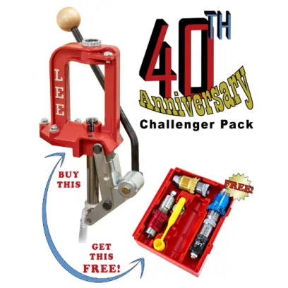 Lee Challenger III 40th Anniversary Pack with Micrometer Breech Lock 3-Die Set. Limitovaná edice obsahuje přebíjecí lis Lee Challenger III a ZDARMA trojdílnou sadu matric v ráži .300 AAC Blackout.