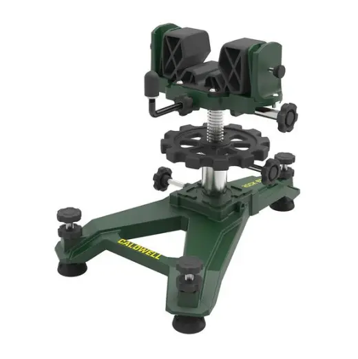 Střelecká stolice Caldwell Rock BR 2 Profesionální benchrest opora s masivní ocelovou základnou. Precizní výškové i stranové nastavení, dva přední vaky (DeadShot Air a 3-laločný) a nastavitelné napnutí vaku pro dokonalé usazení pažby.