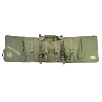 Custodia ODEON TACTICAL con 3 tasche esterne e 2 interne, cinghie di ritenzione e tracolla regolabile. Adatta per armi tattiche come M4, M16 e fucili sportivi. Dimensioni: 107 × 30 cm.