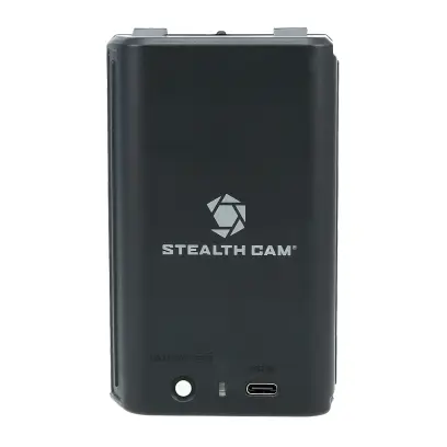 Internal rechargeable Li-Ion battery 12V / 5,000 mAh for Stealth Cam trail cameras. Extends runtime even in extreme conditions and replaces AA batteries. Can be paired with a solar panel for continuous operation.