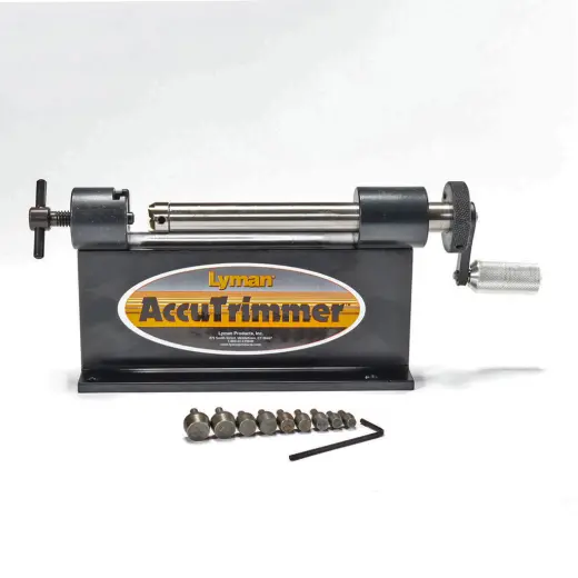 Accutrimmer Hülsentrimmer mit 9 Führungsdorn - Lyman Hülsentrimmer mit 9 Führungsdoren: .22, .24, .27, .28 / 7 mm, .30, 9 mm, .35 (.38 / .357), 44 und .45A.