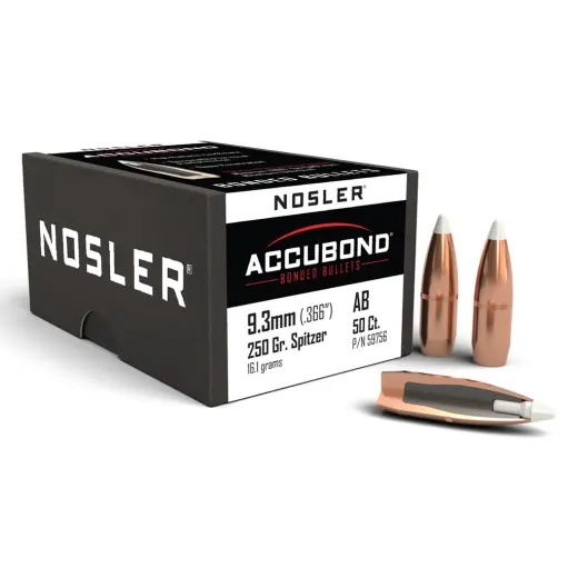 Bullets Nosler AccuBond 9,3mm, dia .366, 250grs Bullet Nosler AccuBond 9,3mm, dia .366, 250grs (16,1g). SKU: 59756