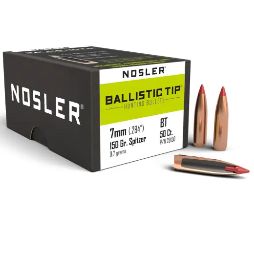 Střela Nosler Ballistic Tip Hunting 7mm, dia .284, 150grs (9,7g). SKU: 28150