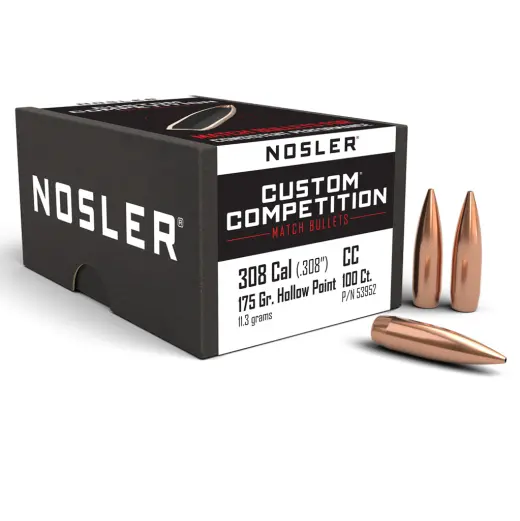 Bullet Nosler Custom Competition .30 cal, dia .308, 175grs (11,3g). SKU: 53952