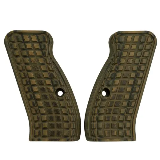 Pachmayr G-10 Tactical for CZ 75 Compact (brown-black) Impugnature tattiche Pachmayr G-10 quasi indistruttibili per CZ 75 Compact. Colore bicolore Marrone/Nero, motivo ruvido Grappler.