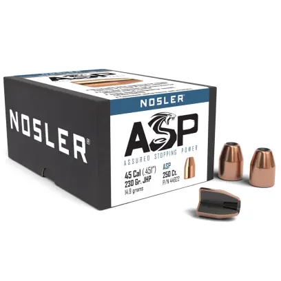 Bullets Nosler Sporting Handgun .45 cal, dia .451, 230grs JHP Töltény Nosler Sporting kézifegyver .45 cal, átmérő .451, 230grs (14,9g). SKU: 44922