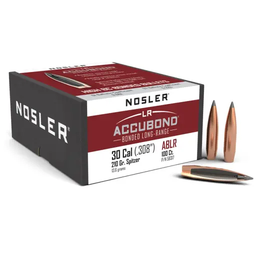 Střely Nosler ABLR .30 cal, dia .308, 210grs Střela Nosler AccuBond Long Range (AB-LR) .30 cal, dia .308, 210grs (13,6). SKU: 58317