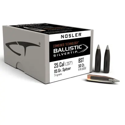 Bullets Nosler Ballistic Silvertip .25 cal, dia .257, 115grs Bullet Nosler Ballistic Silvertip .25 cal, dia .257, 115grs (7,4g). SKU: 51050